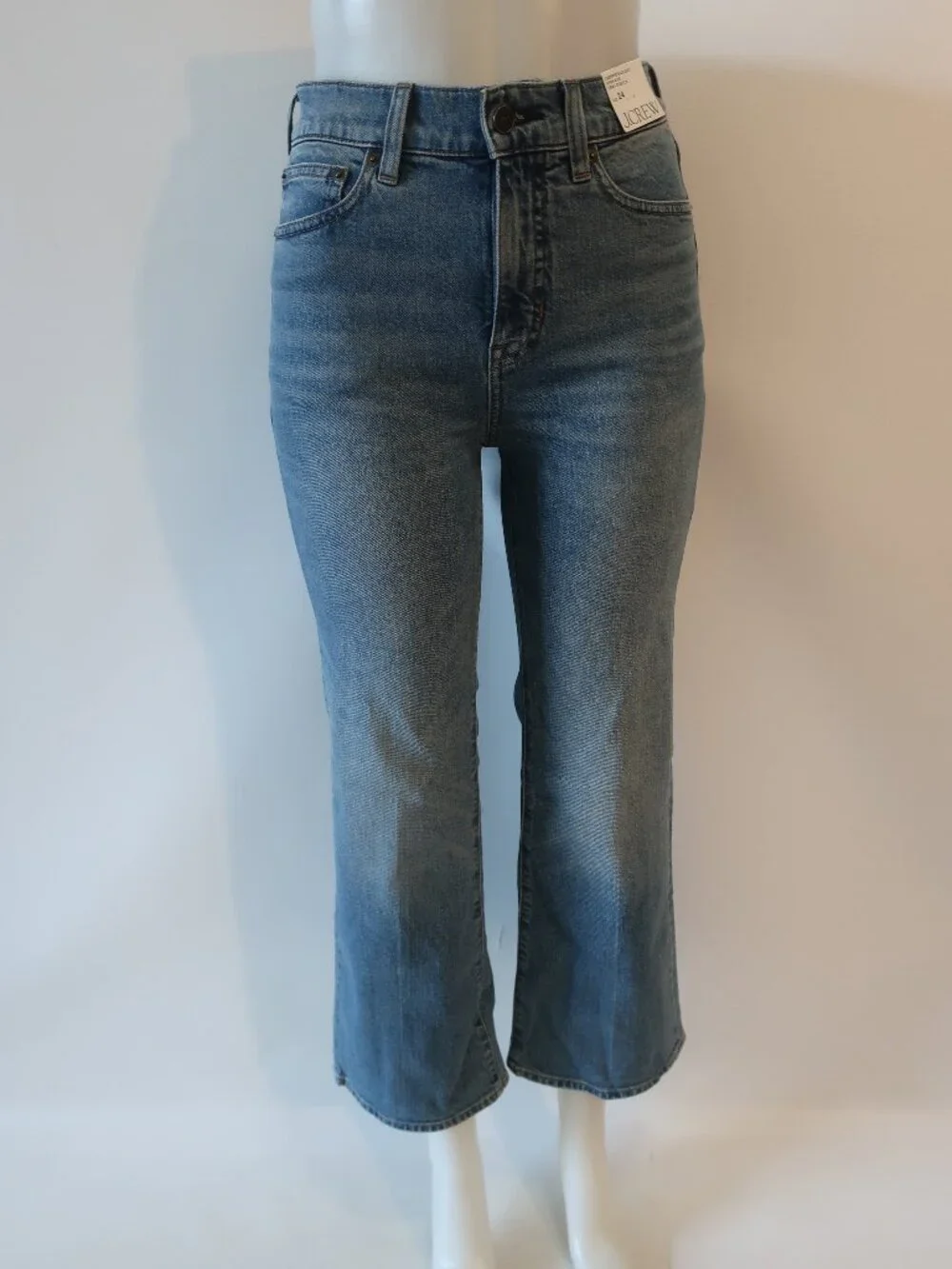 NWT Womens J. Crew Blue (Item- 19) Semi-Stretch High Rise Crop Kick Out Jeans 24